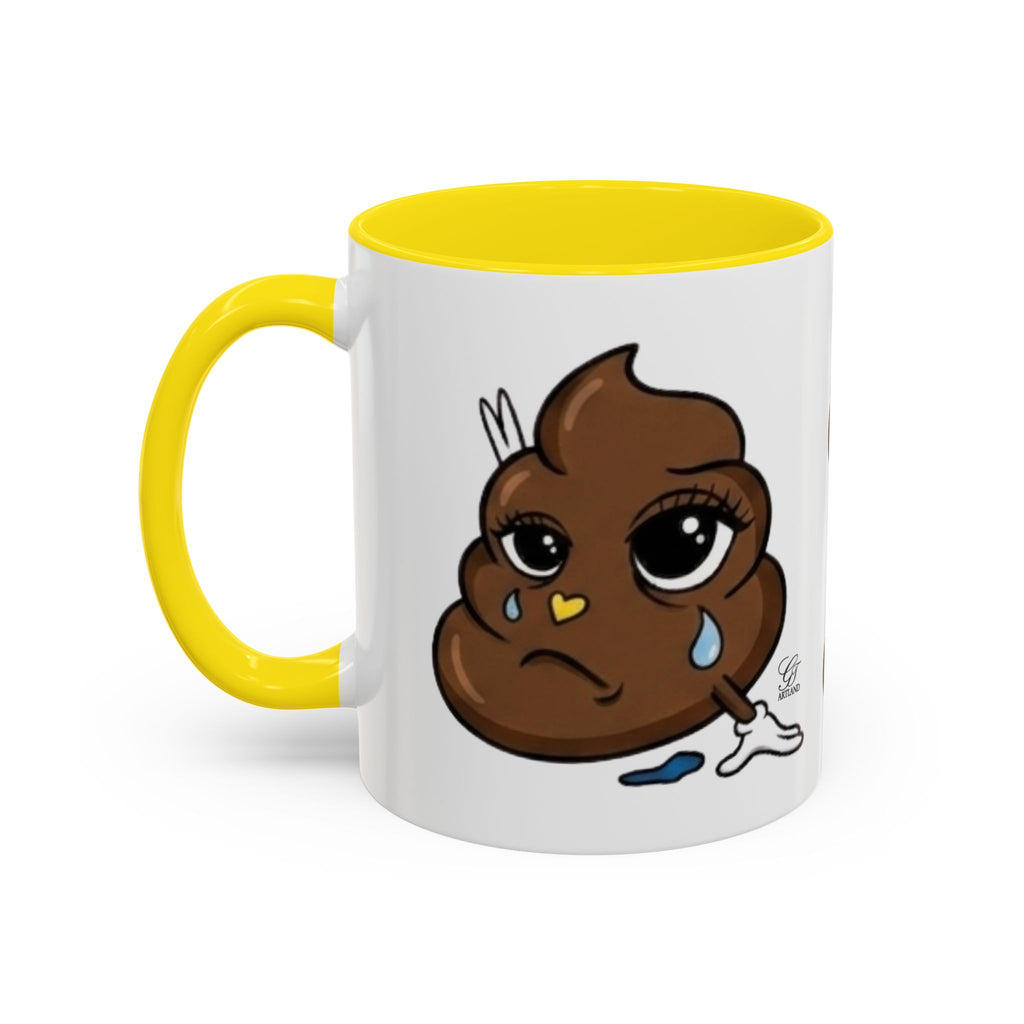 Sad Poop Emoji Coffee Mug — Funny Kawaii Gag Gift Accent Mug by GT Artland