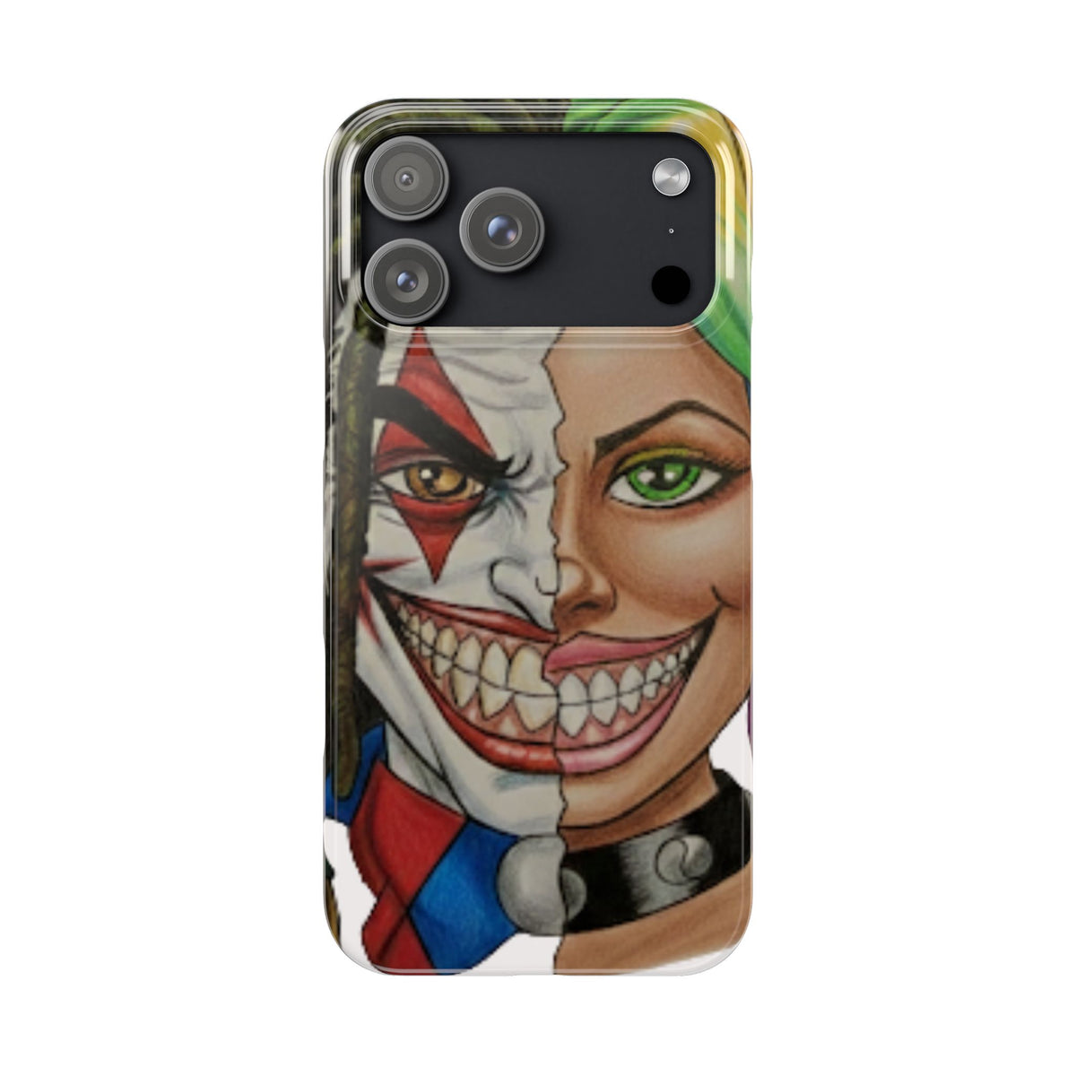 Crazy Couple Clown and Girl Half and Half 2 Faced Illustration Slim Phone Case | by GT Artland