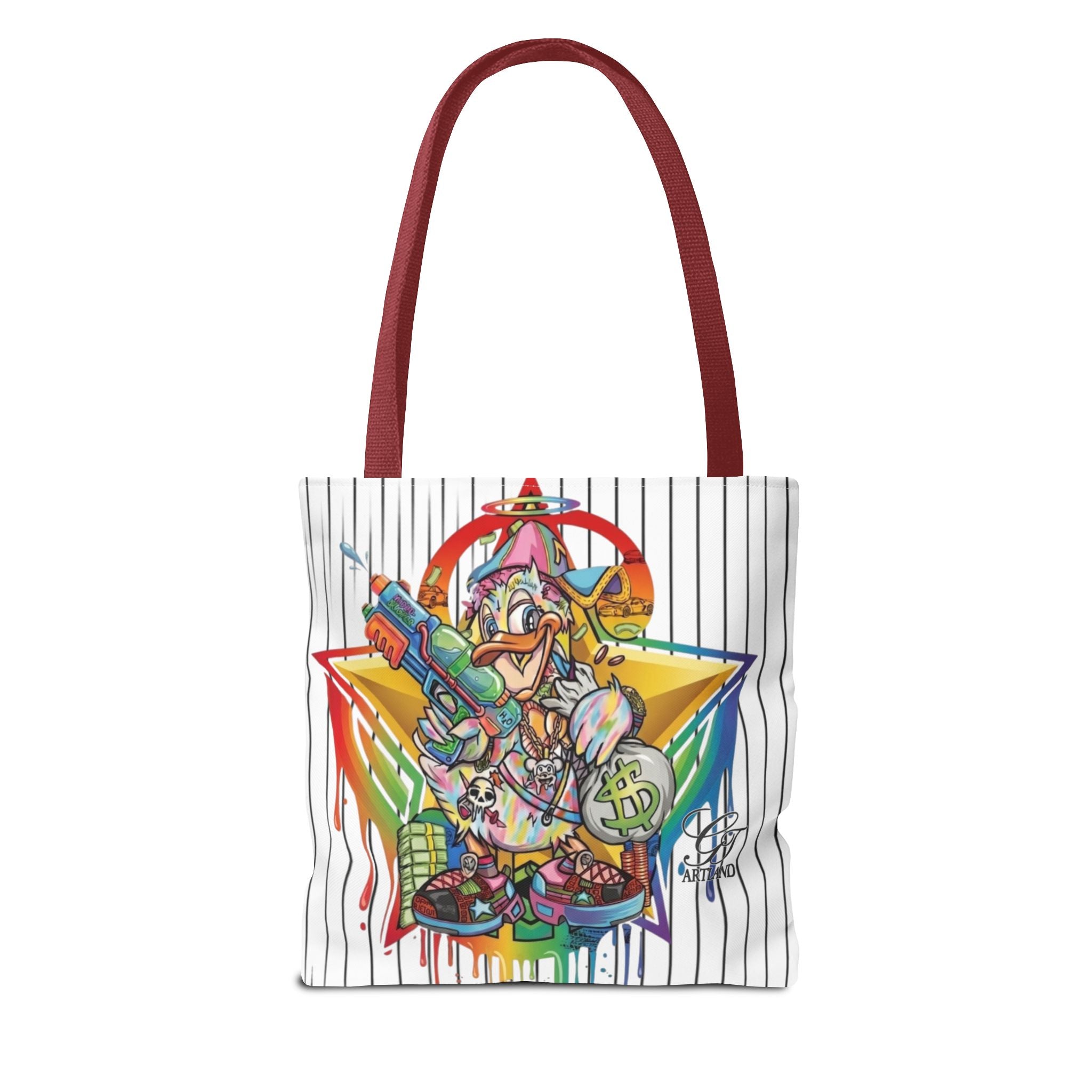 Graffiti Duck Urban Colorful Drip Tote Bag — Colorful Street Art by GT Artland