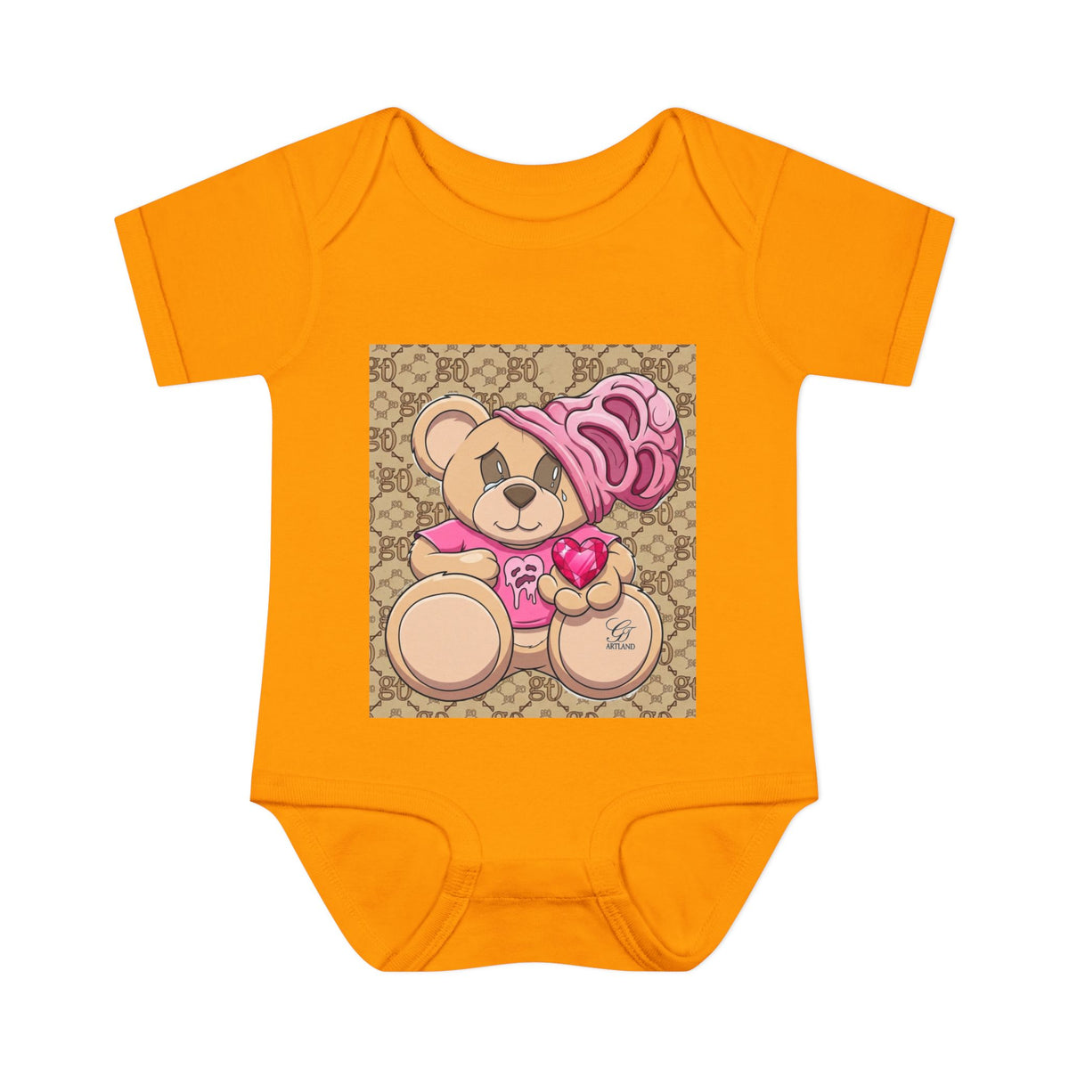 Pink Heart Teddy Bear Infant Bodysuit by GT Artland
