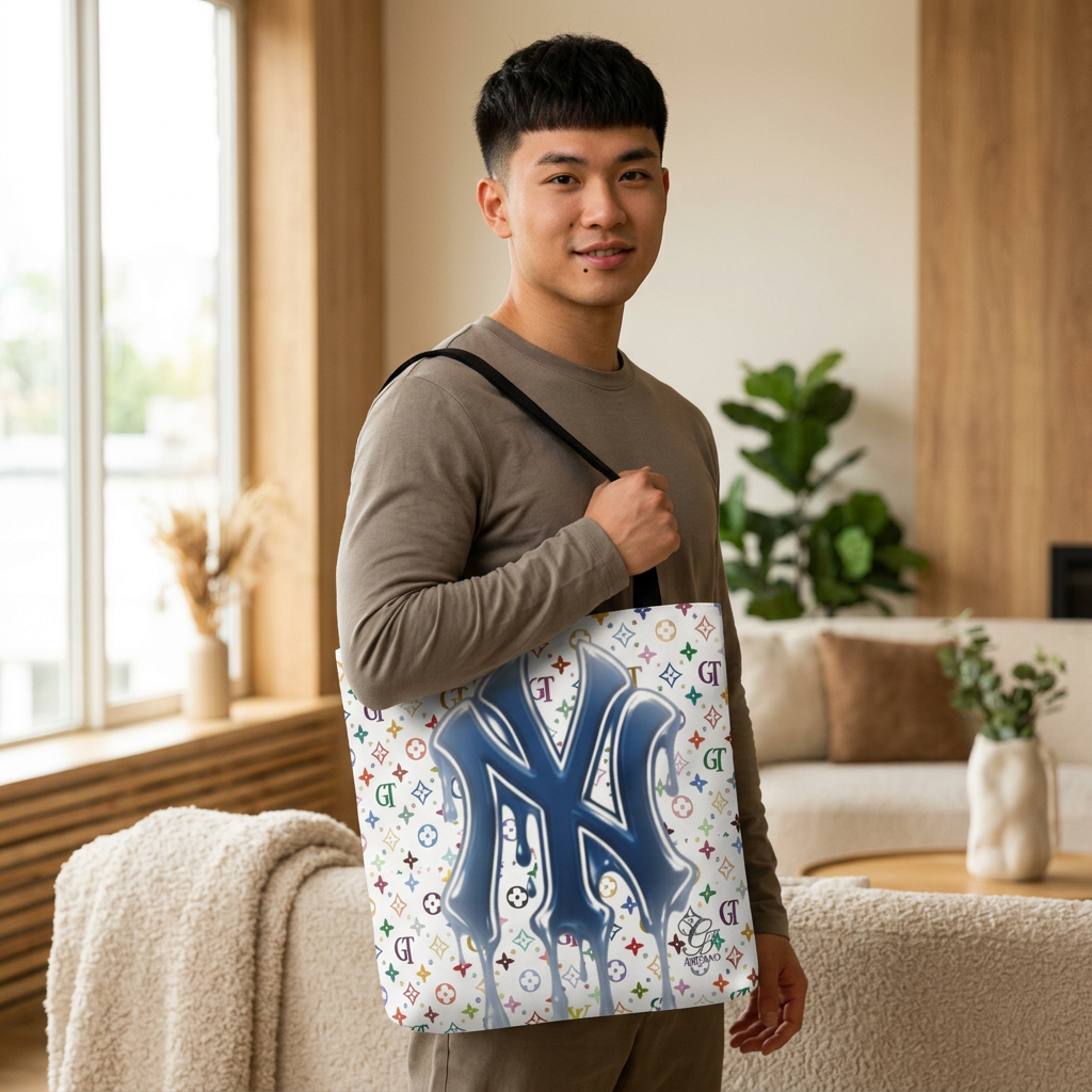 NY Drip Logo Tote Bag — Designer-Inspired All-Over-Print Shopping Tote