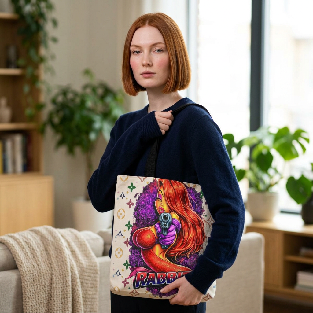 Rabbit Pin-Up Tote Bag – Retro Femme Fatale by GT Artland