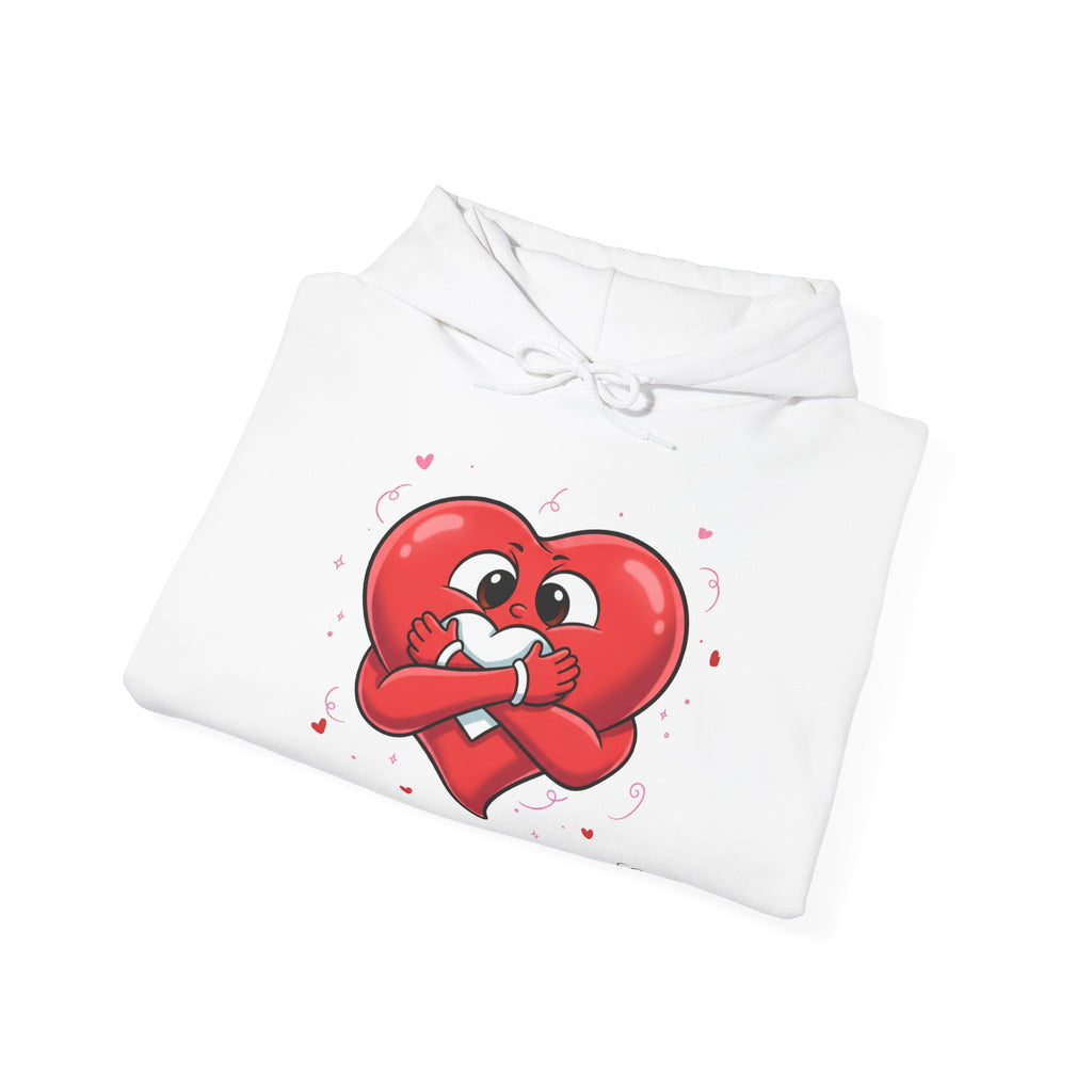 Graphic Heart Unisex Heavy Blend Hooded Sweatshirt | Red Heart Cartoon Sweatshirt
