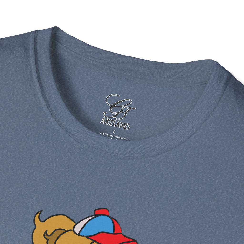 Cartoon Bear with Swag Graphic T-Shirt - Tee