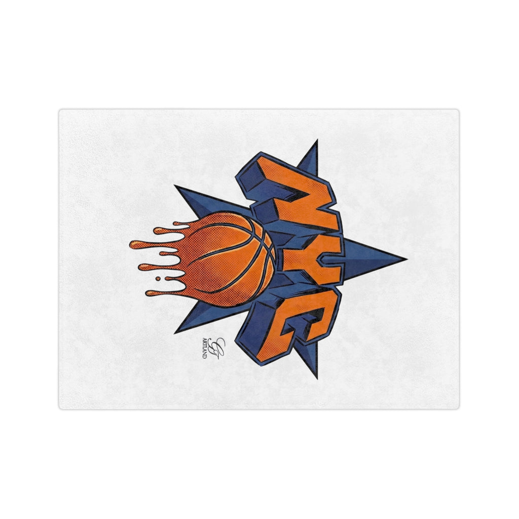 NYC Dripping Basketball Velveteen Microfiber Blanket | Sports City Logo Throw by GT Artland