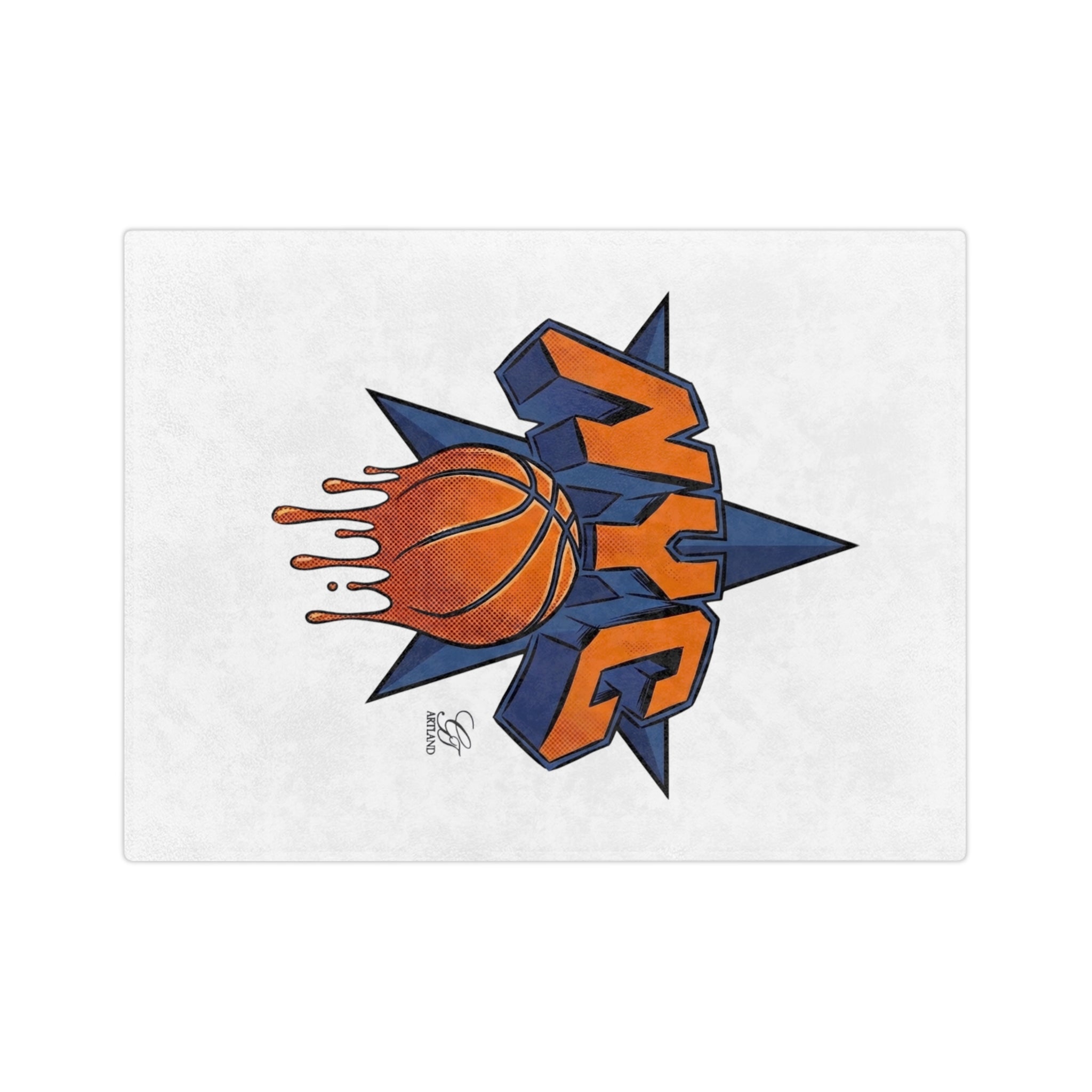 NYC Dripping Basketball Velveteen Microfiber Blanket | Sports City Logo Throw by GT Artland