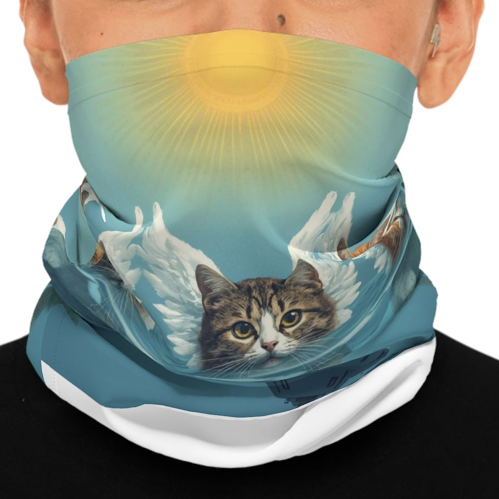 Three Cats with Wings UFO Neck Gaiter | Cat Alien Designed Face Mask by GT Artland