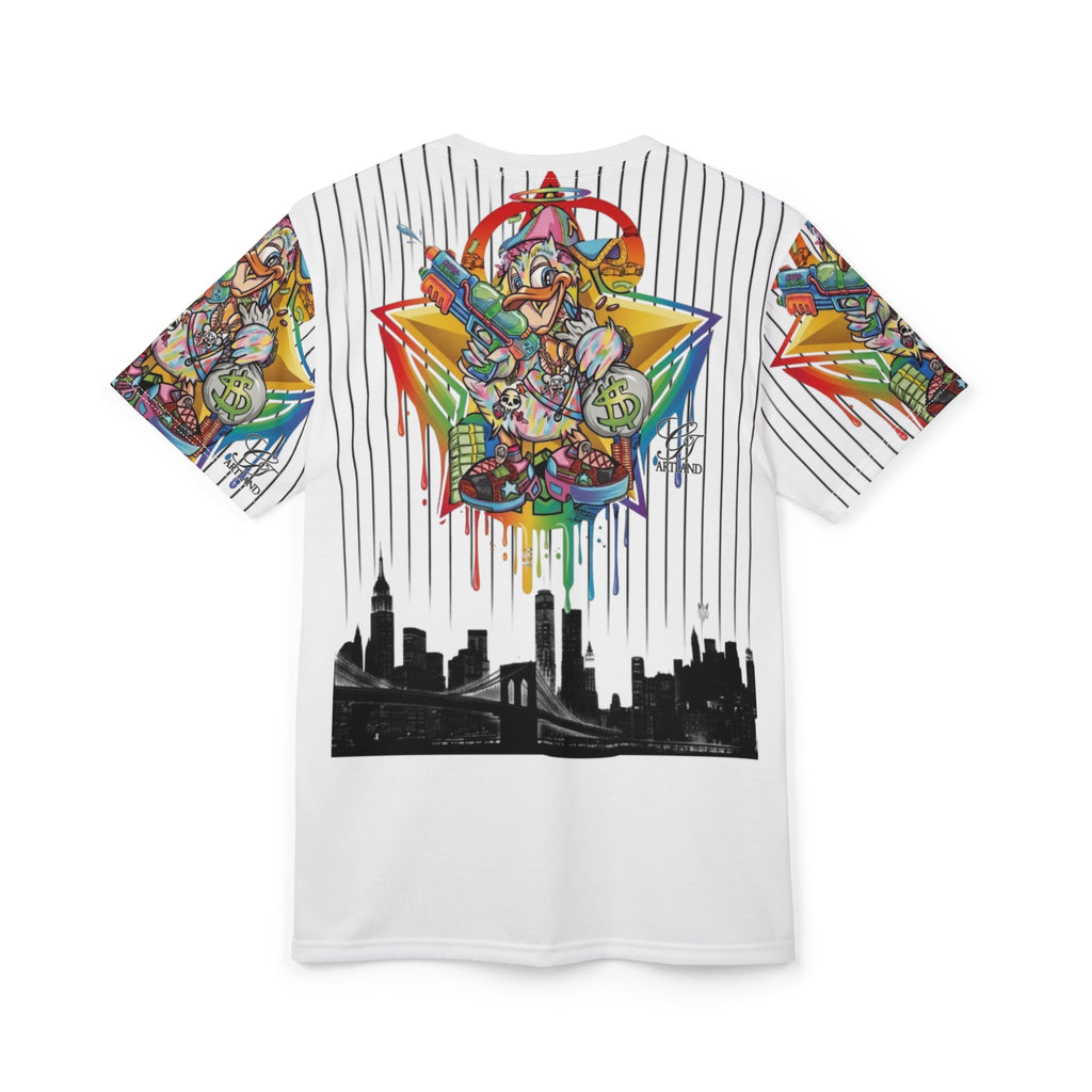 Graffiti Money Duck Tee | All-Over Print Urban Skyline by GT Artland