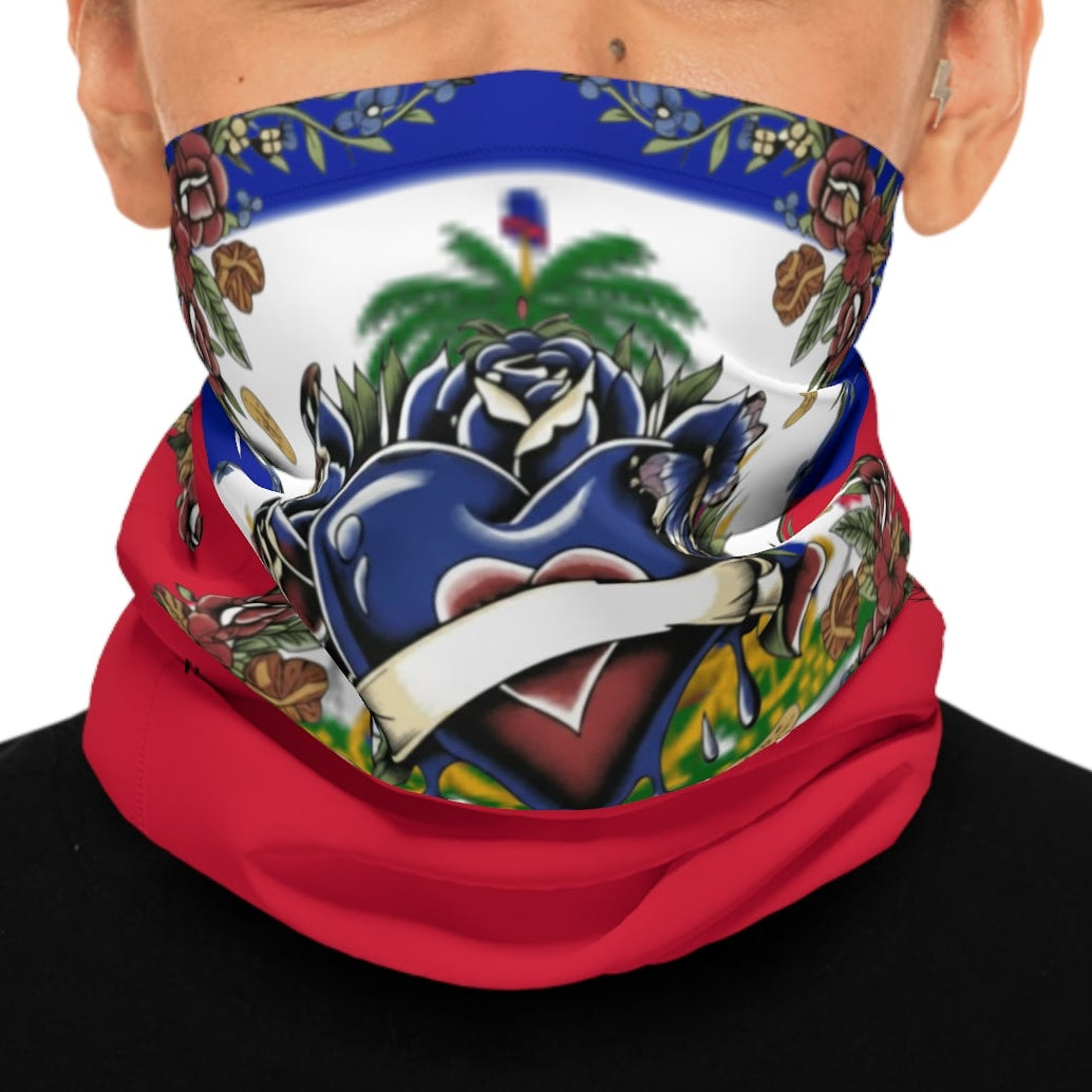 Haitian Flag Heart Neck Gaiter |  Face Covering by GT Artland