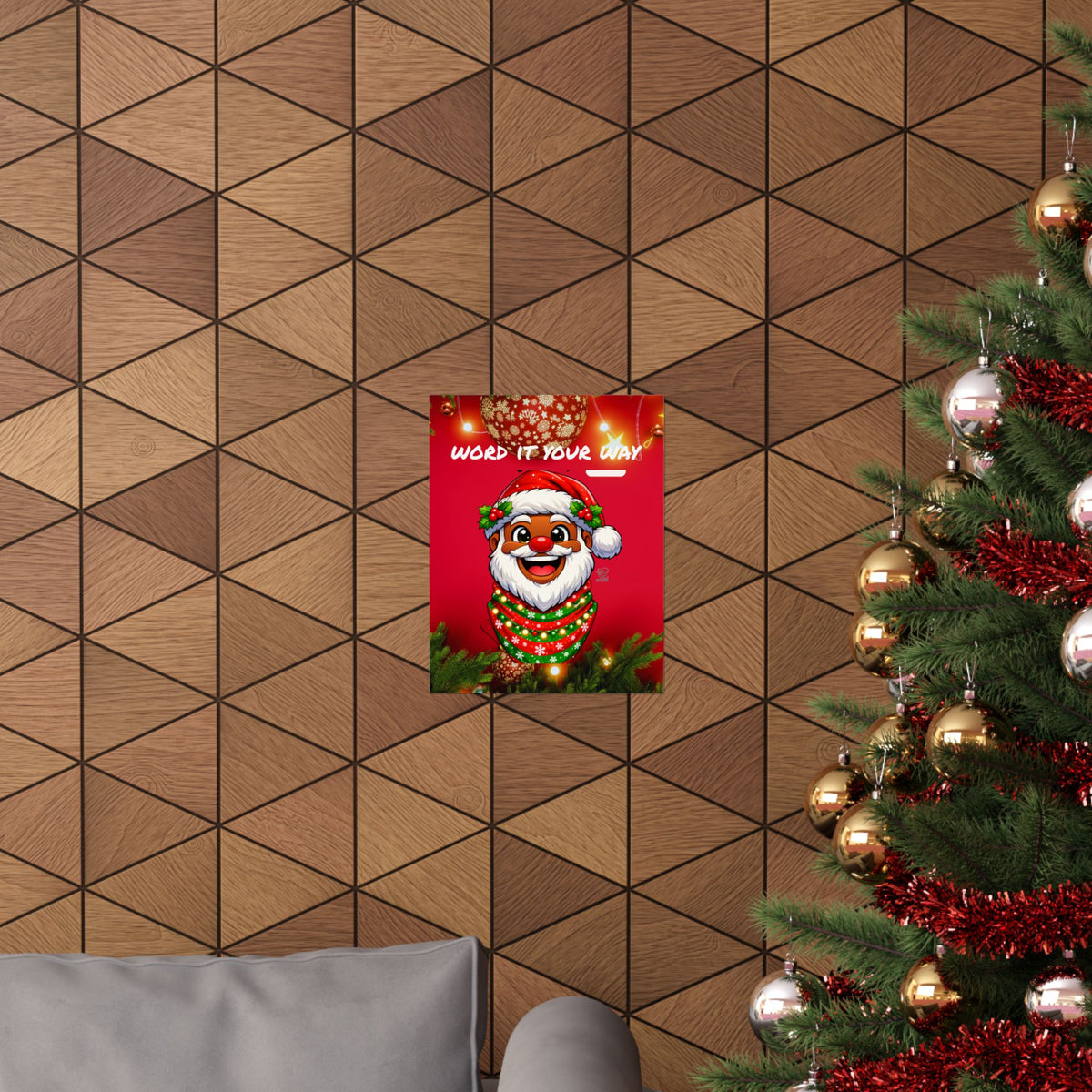 Word It Your Way  Ebony Santa Christmas Matte Vertical Poster by GT Artland