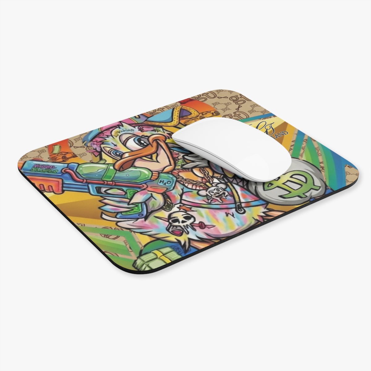 Cartoon Money Duck Mouse Pad | Colorful Street Art Gaming Desk Mat by GT Artland
