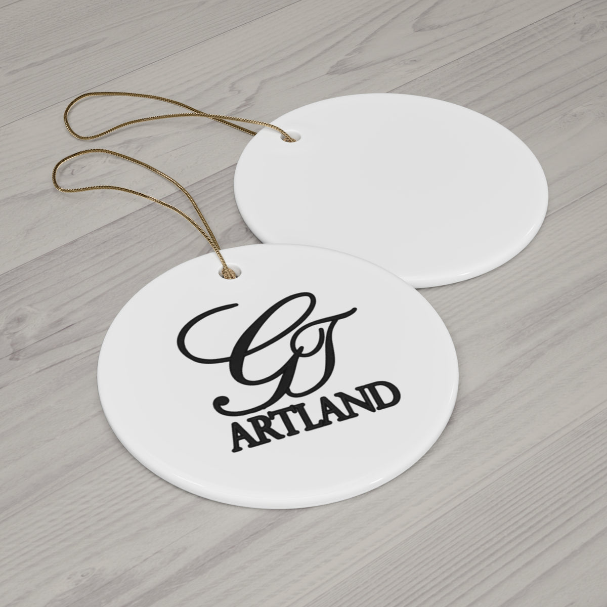 GT Artland Logo Monogram Ceramic Ornament — Personalized Round Holiday Decoration by GT Artland