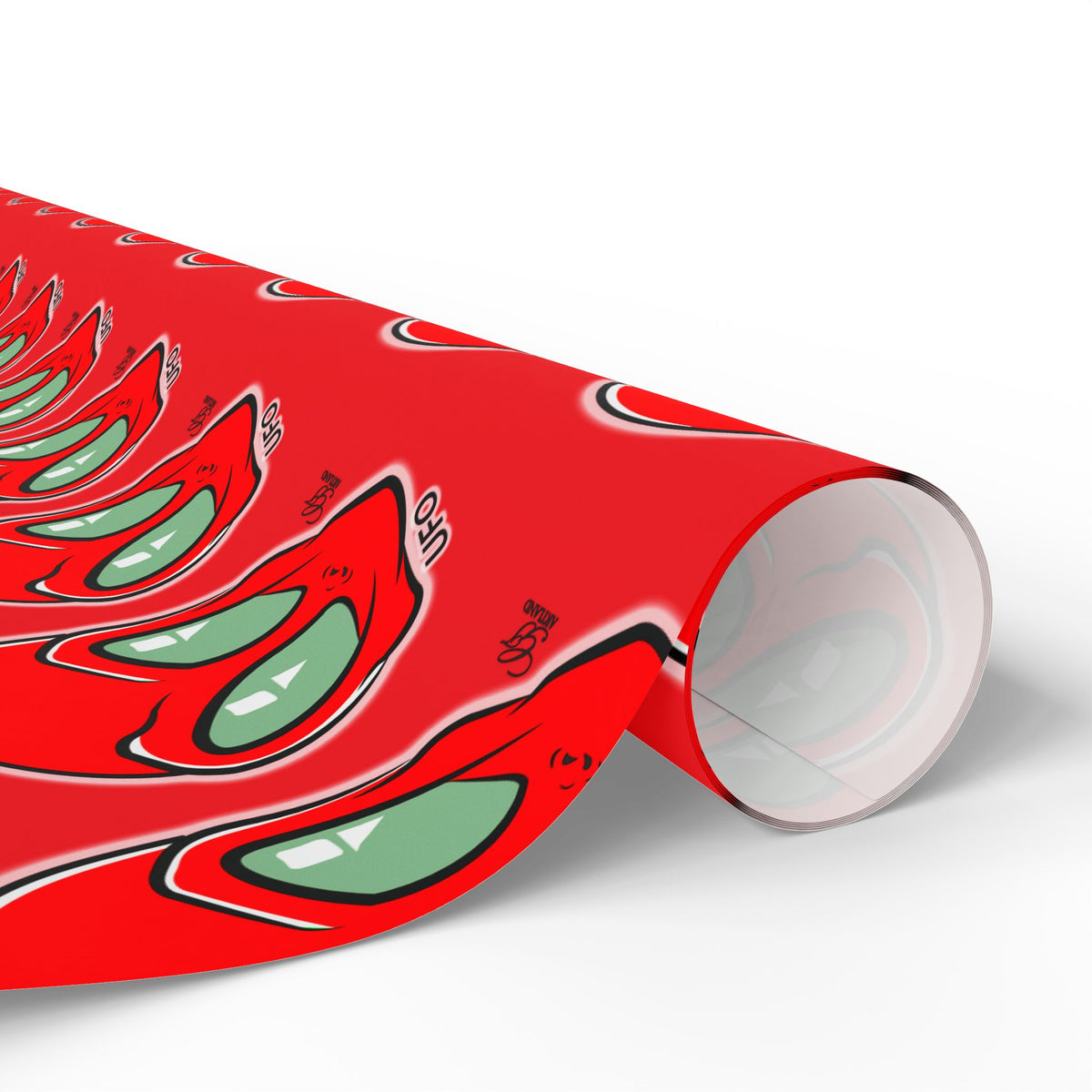 Red Alien UFO Sci‑Fi Gift Wrap