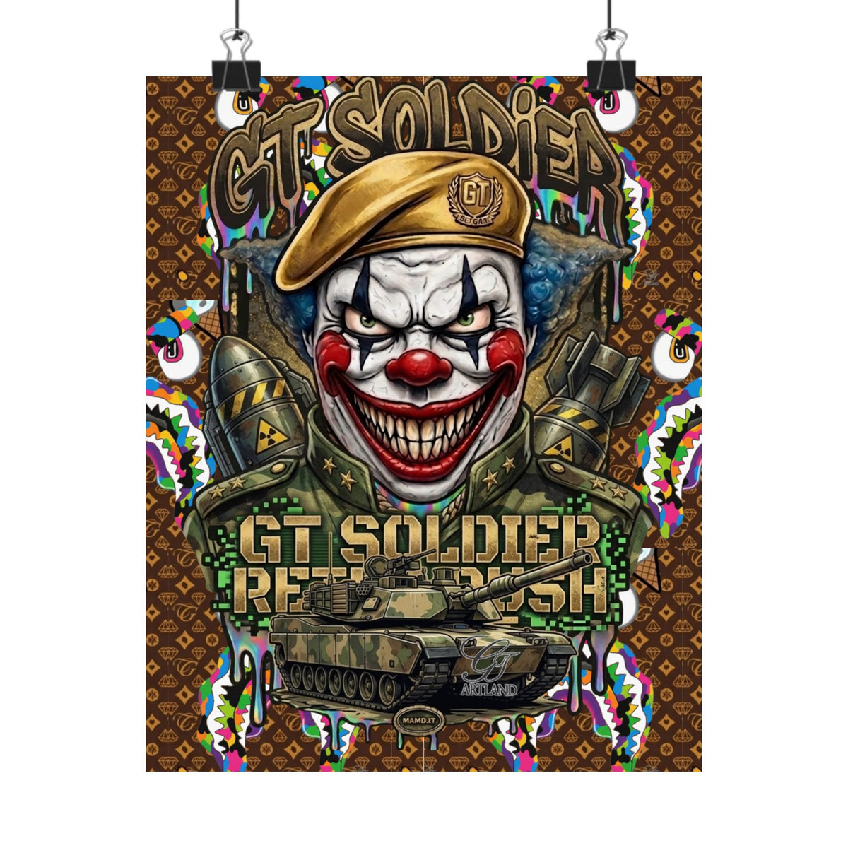 GT Soldier Clown Soldier | Military Tank Square Poster by GT Artland