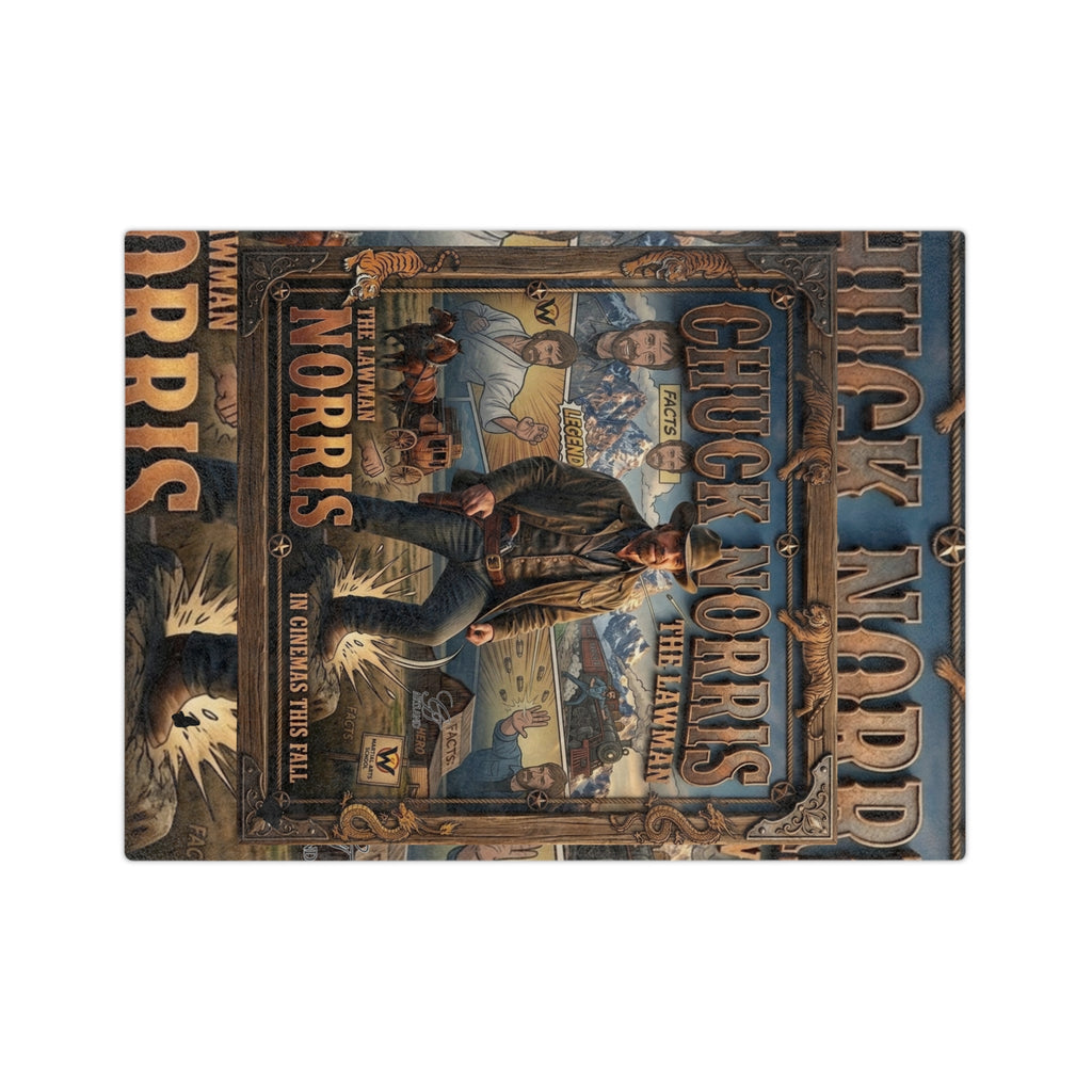 Western Chuck Norris Lawman Poster Blanket | Velveteen Microfiber Blanket by GT Artland