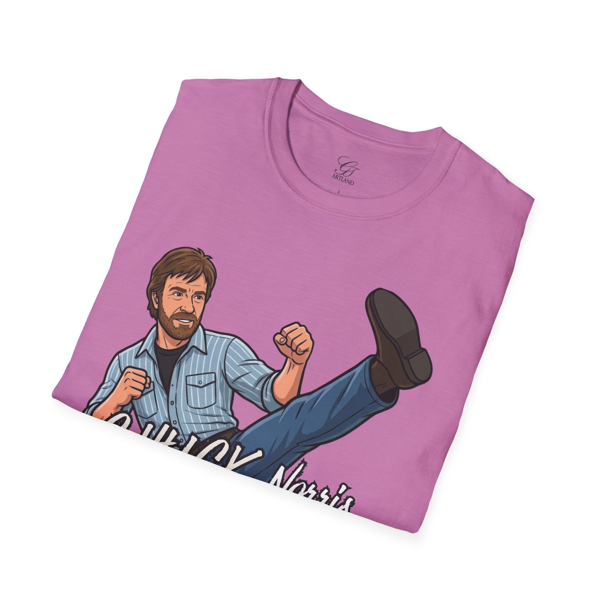 Chuck Norris Kick Illustration T-Shirt | I'll Kick Your Butt text by GT Artland