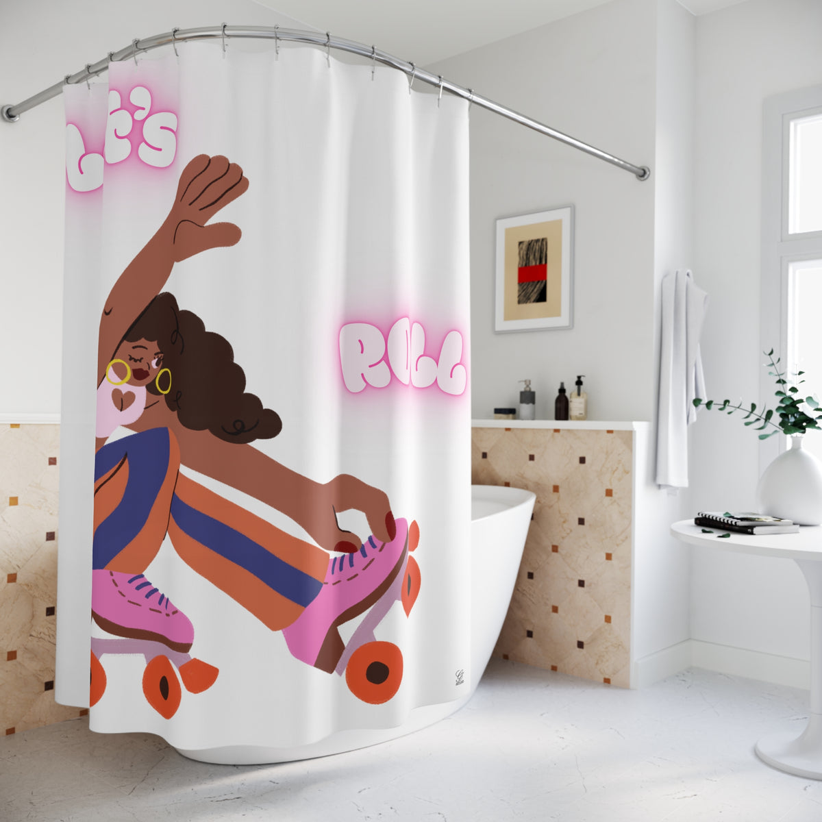 Roller Skater Lets Roll  Shower Curtain