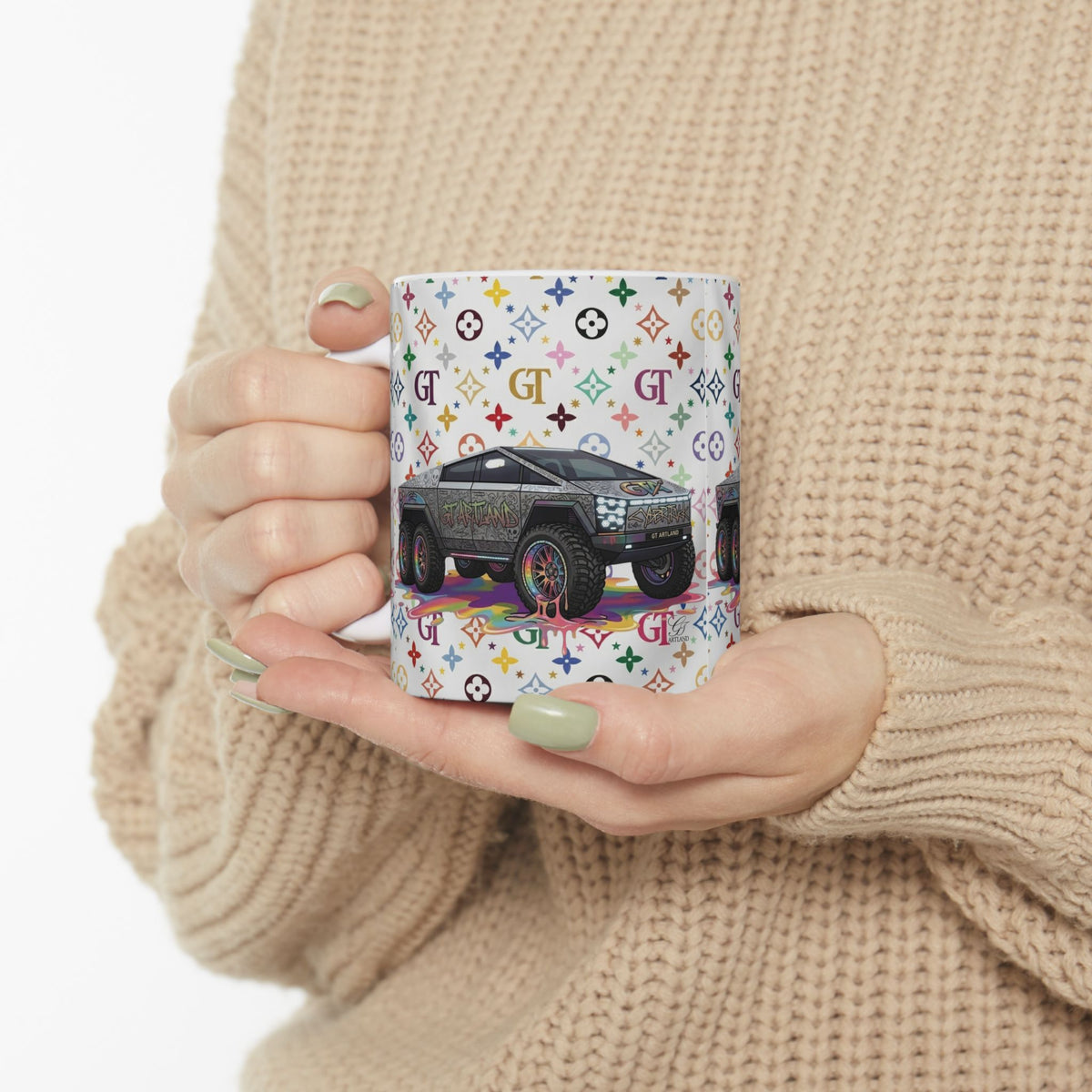 Colorful Luxury Pattern 6x6 Truck Mug | Ceramic Coffee Cup, 11oz or 15oz by GT Artland