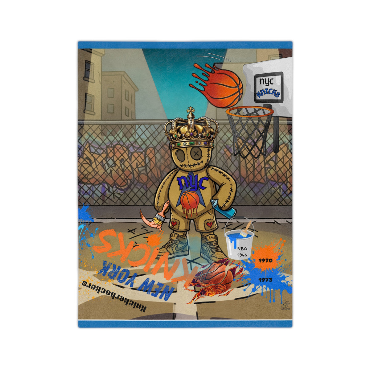 Street Air Brushing Basketball Teddy  Blanket
