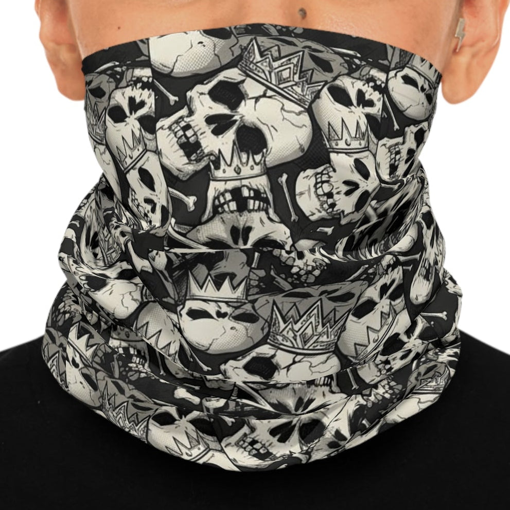 Skull Pattern Neck Gaiter — Gothic Halloween Face Scarf by GT Artland