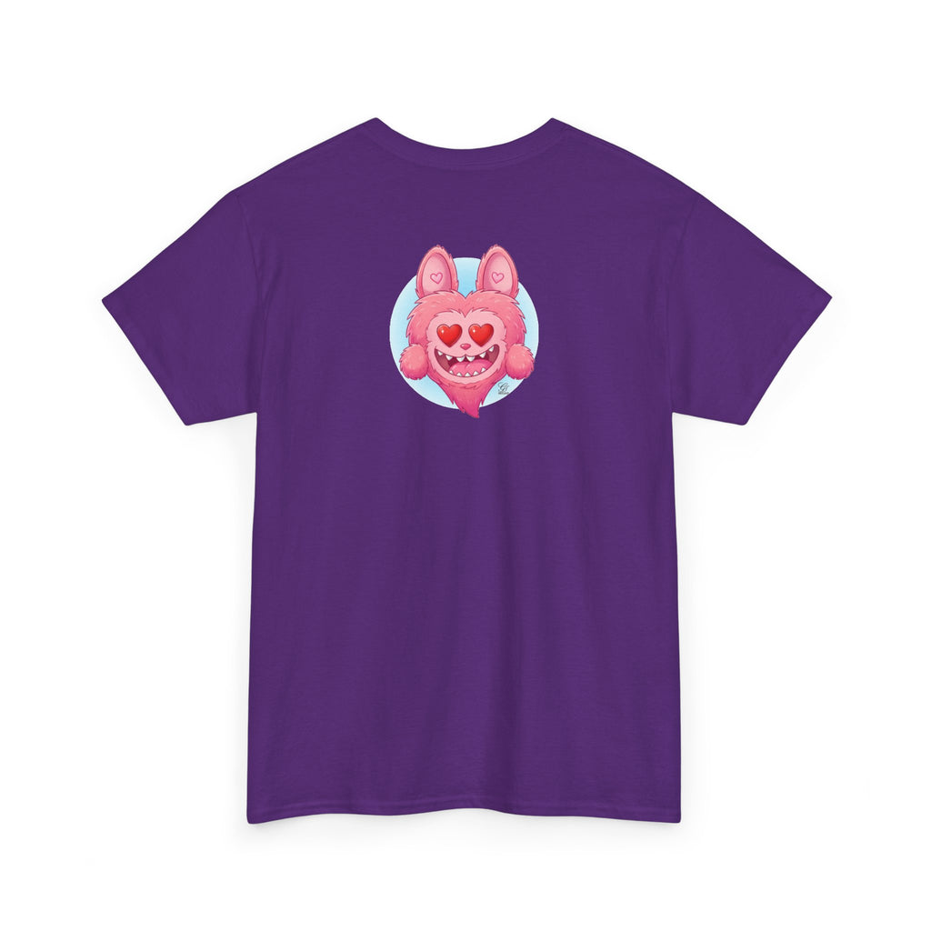 Pink Heart-Eyed Monster T-Shirt | Cute Fuzzy Creature by GT Artland