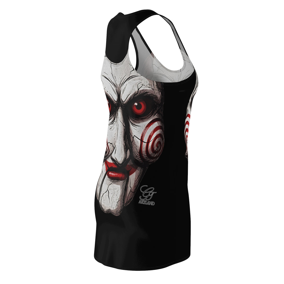 Spooky Cracked Mask Evil Dummy Halloween Dark Horror Designer Dress | Racerback  by GT Artland