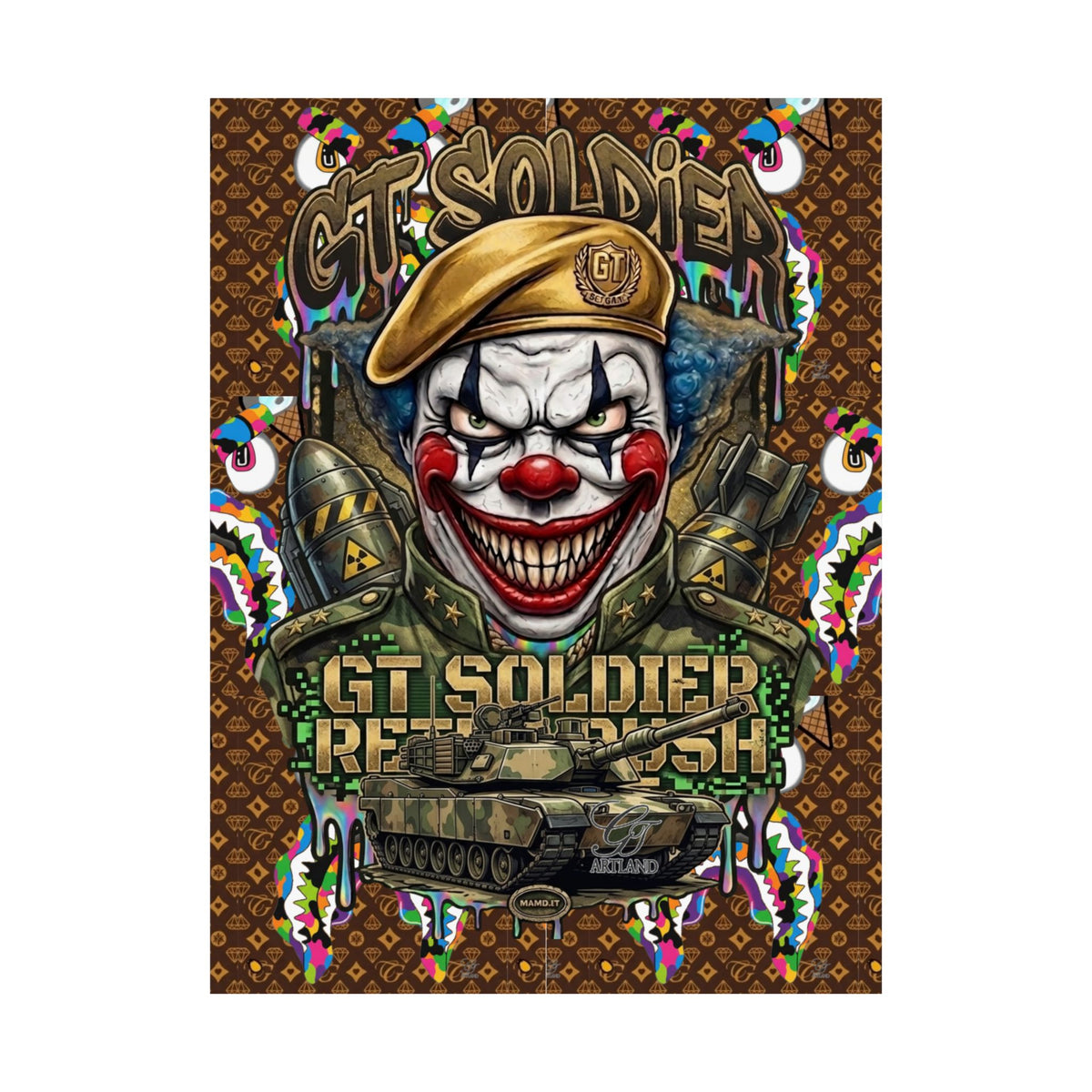 GT Soldier Clown Soldier | Military Tank Square Poster by GT Artland