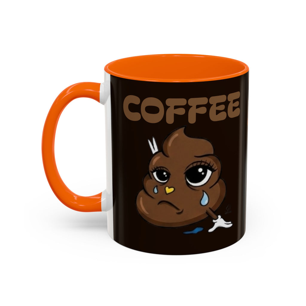 Coffee Mug — Cute Sad Poop Emoji with “COFFEE” Text Accent Mug by GT Artland