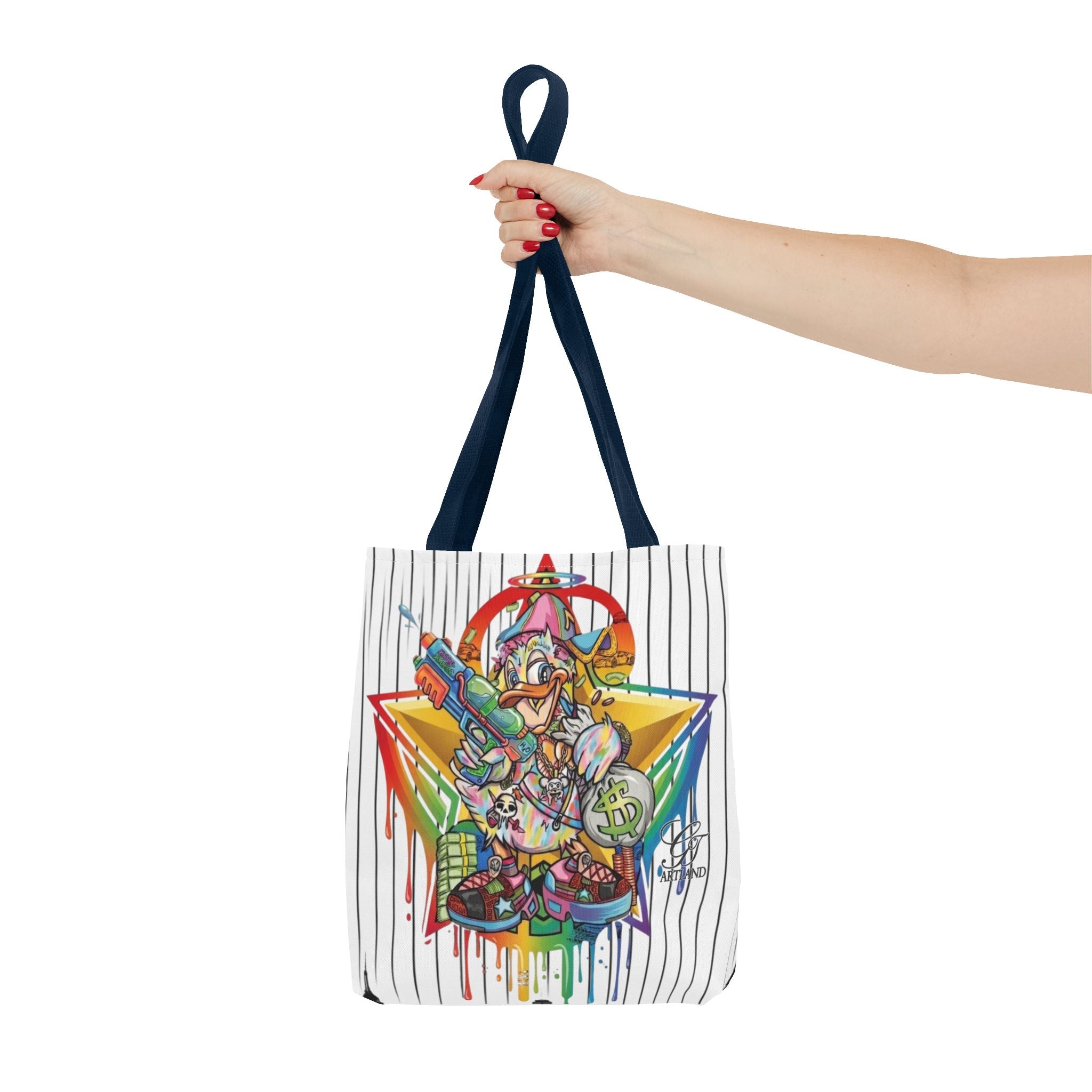 Graffiti Duck Urban Colorful Drip Tote Bag — Colorful Street Art by GT Artland