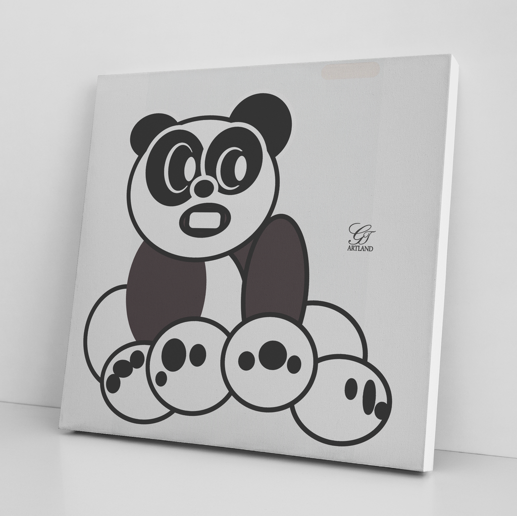 Panda Circle Abstract Designer Twist Canvas Wrap by GT Artland