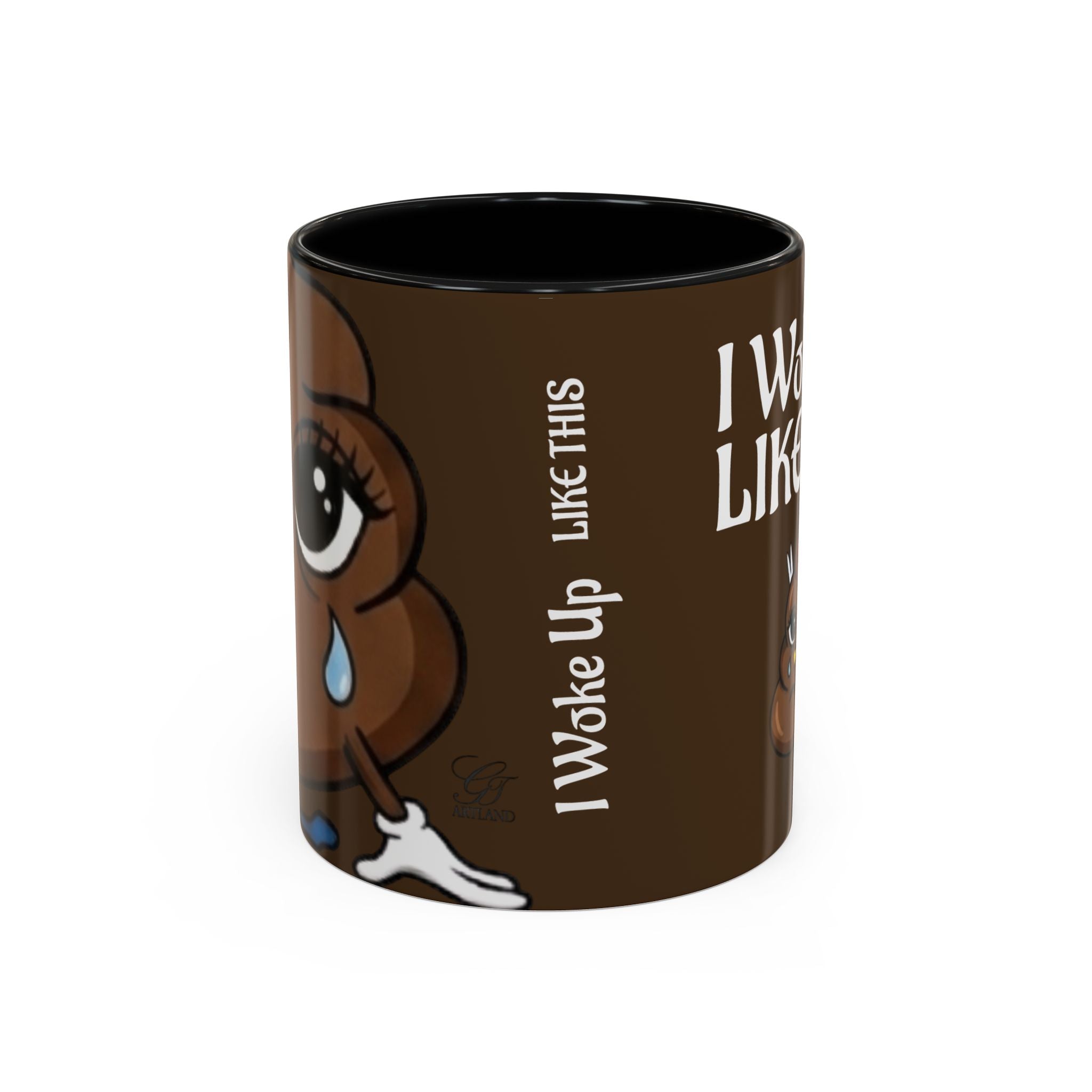I Woke Up Like This Designer Collectors Coffee Mug — Funny Poop Emoji Accent Mug by GT Artland