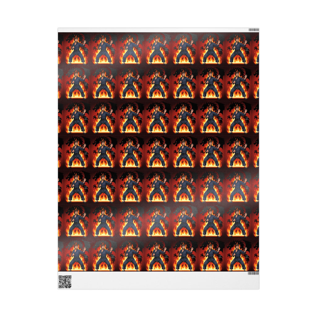 Flaming Chuck Norris Wrapping Papers | Karate Gift Wrap by GT Artland