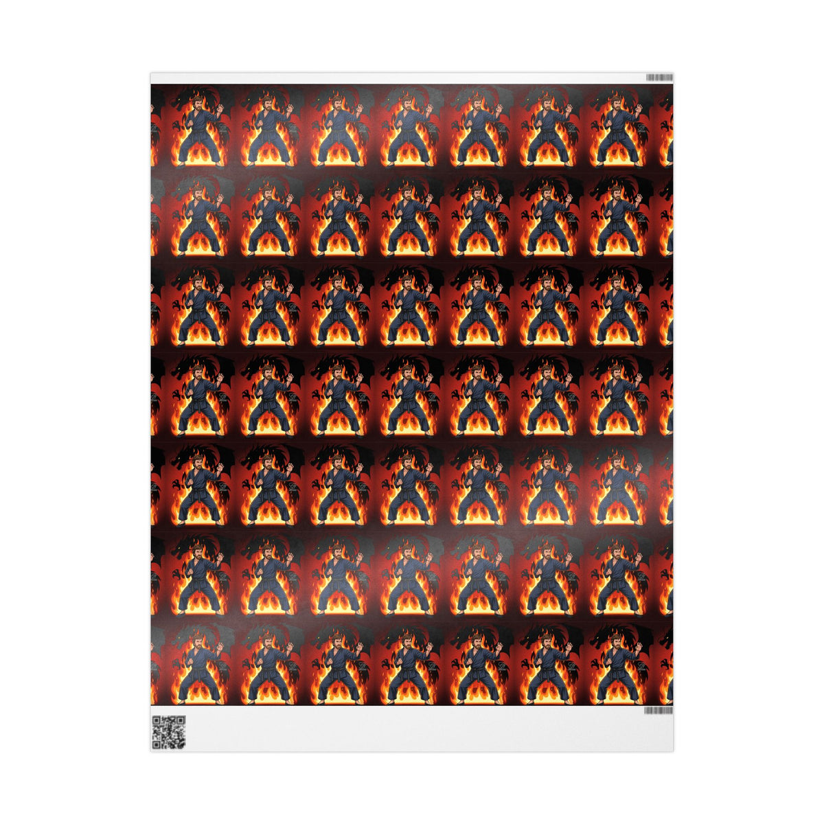 Flaming Chuck Norris Wrapping Papers | Karate Gift Wrap by GT Artland