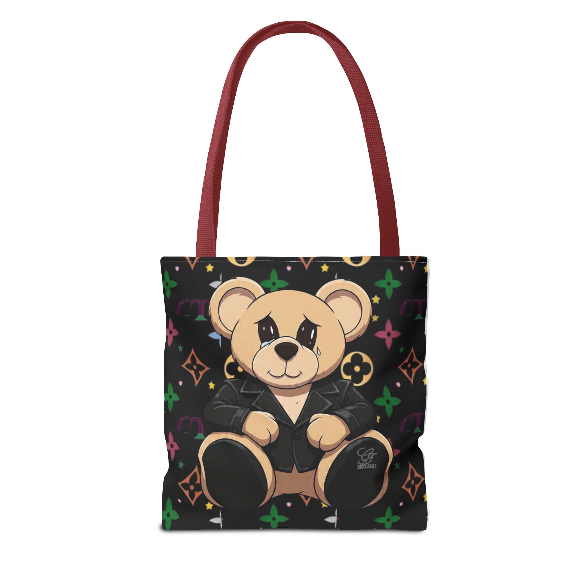 Elite Black Urban Designer Teddy Bear Monogram Tote Bag by GT Artland