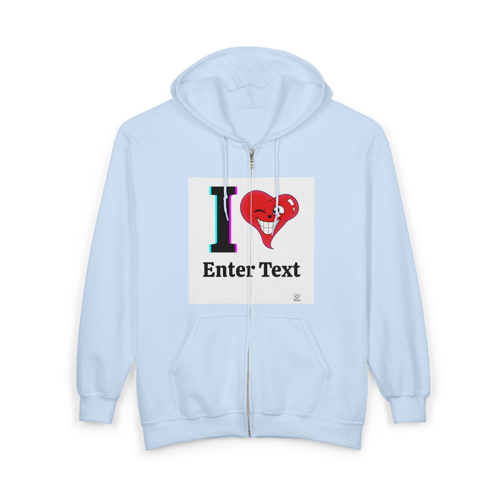 Unisex I LOVE Heavy Blend Full Zip Hooded Sweatshirt Hoodie | Full Zip Sweatshirt