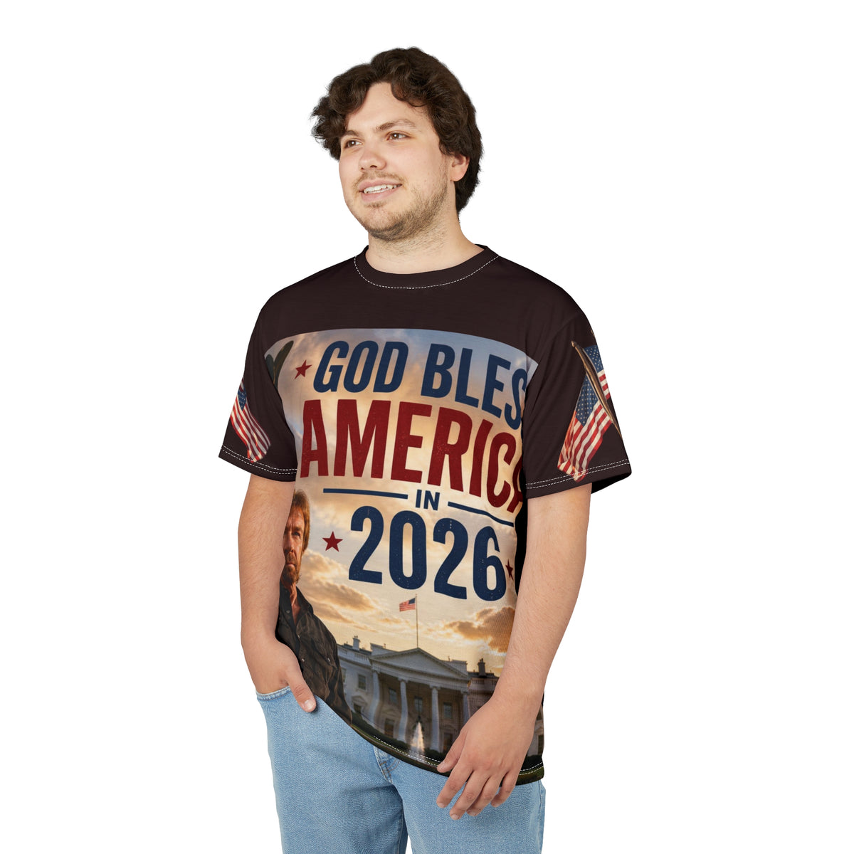 God Bless America 2026 Tee | Patriotic All-Over Print Shirt