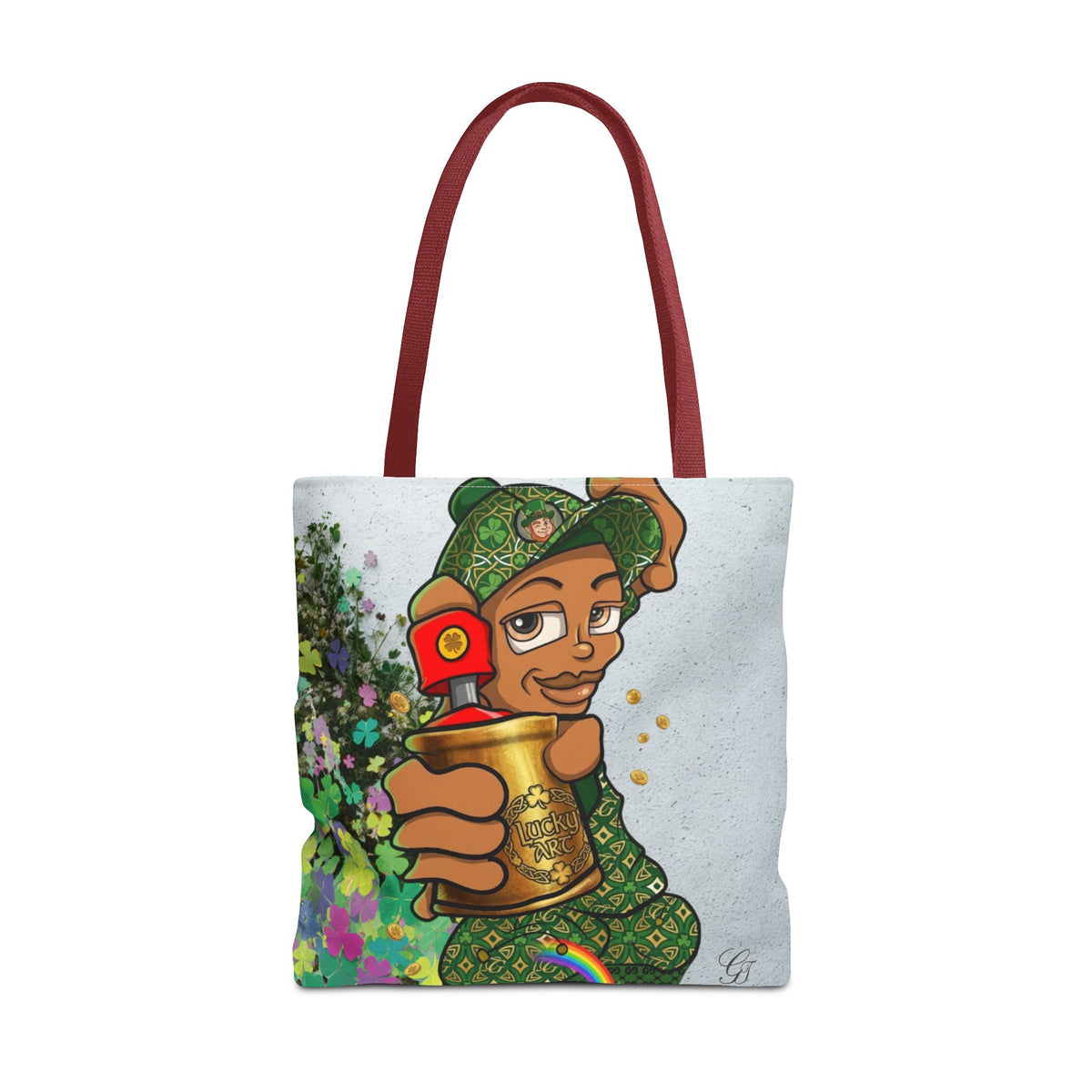 "Lucky Art" Spray Can Ebony Couple (Boy/Girl) St Patrick Theme Designer Tote Bag by GT Artland