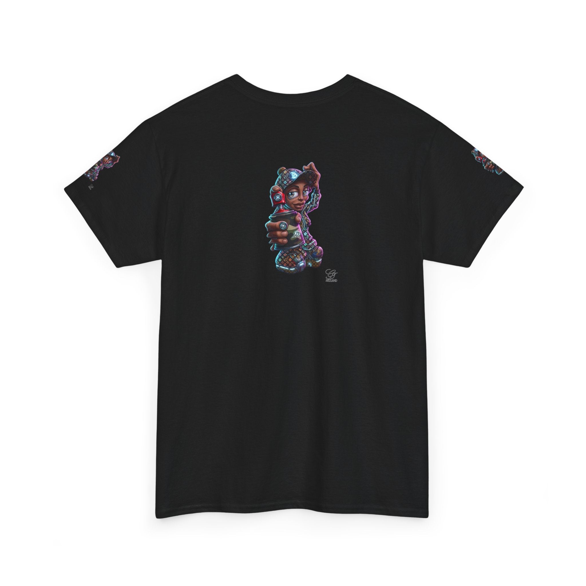 Ebony Futuristic Urban Spray Can Kid Gamer Tee - Cute Streetwear Graphic T-Shirt by GT Artland
