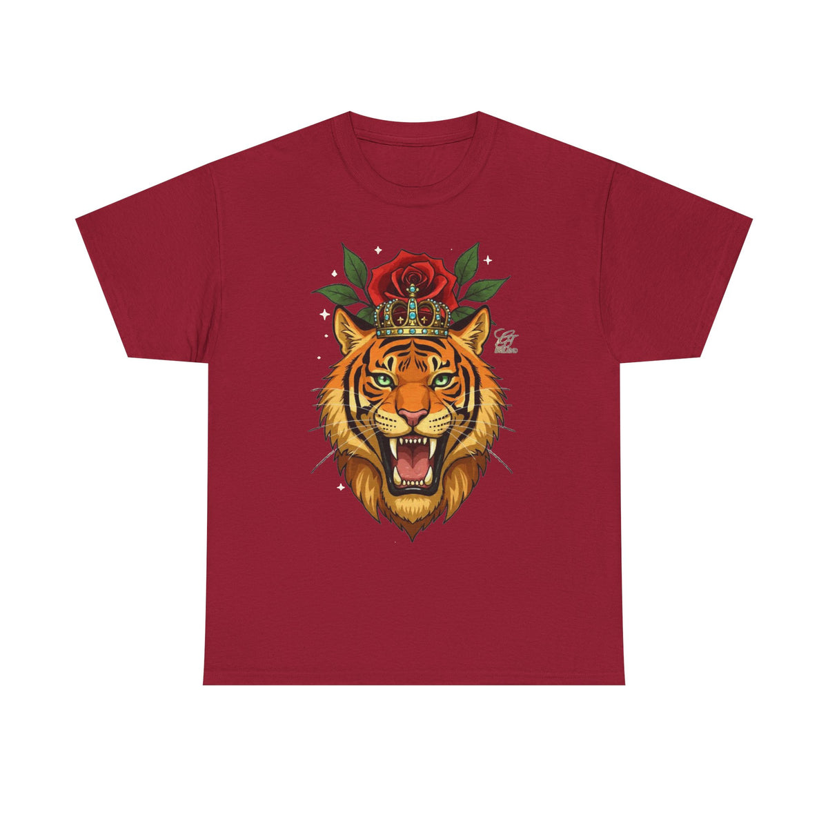 Roaring Tiger with Rose Tee | Floral Tiger T-Shirt by GT Artland