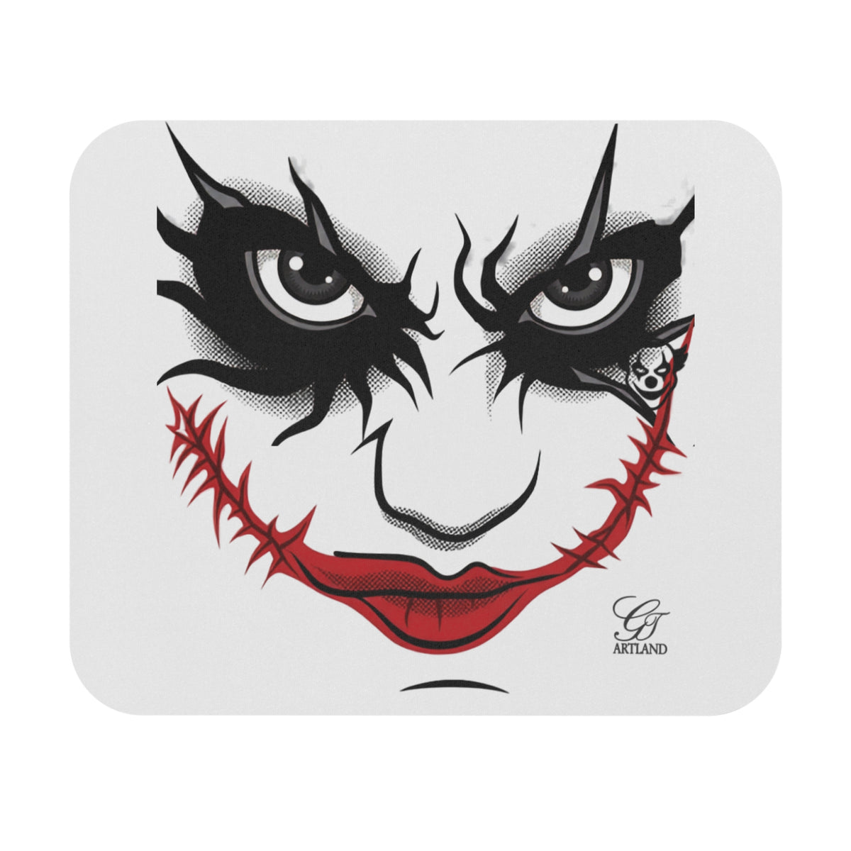 Creepy Stitched Smile Face Mouse Pad | Clown Horror Makeup Desk Mat by GT Artland