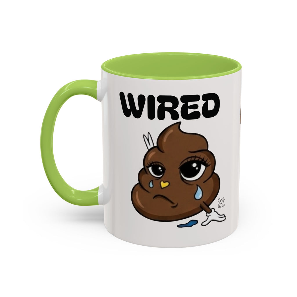 Wired Coffee Mug — Funny Poop Emoji Design Accent Mug (11/15 oz) by GT Artland