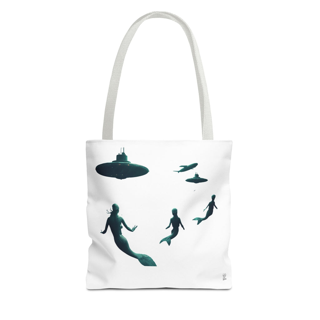 Ocean Inspired Mermaid UFOs Tote Bag With A Underwater Alien Scene
