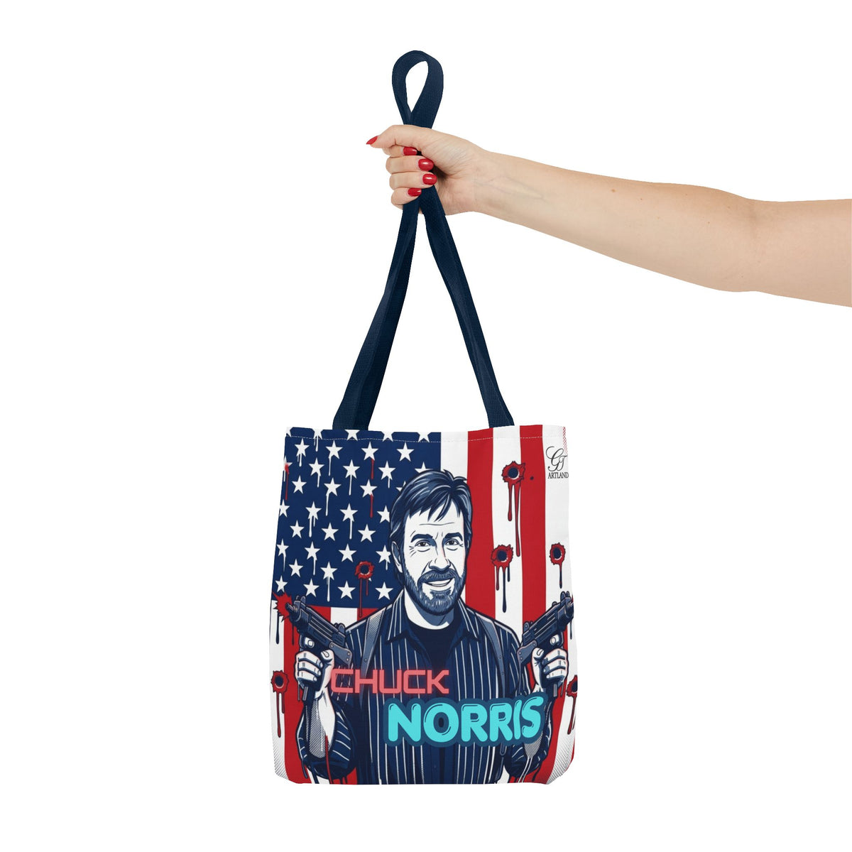 Patriotic Action Designer Edition Hero Tote Bag — 'Chuck Norris' Graphic by GT Artland