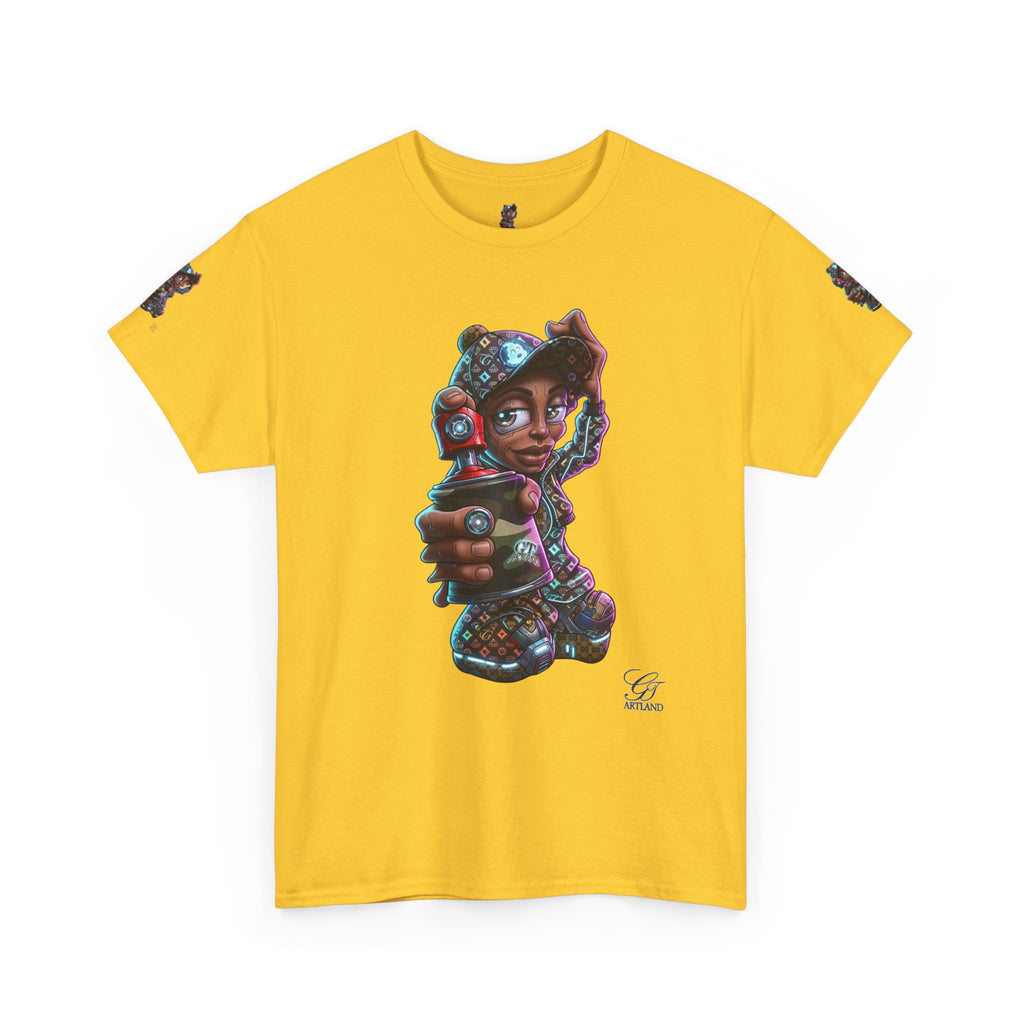 Ebony Futuristic Urban Spray Can Kid Gamer Tee - Cute Streetwear Graphic T-Shirt by GT Artland