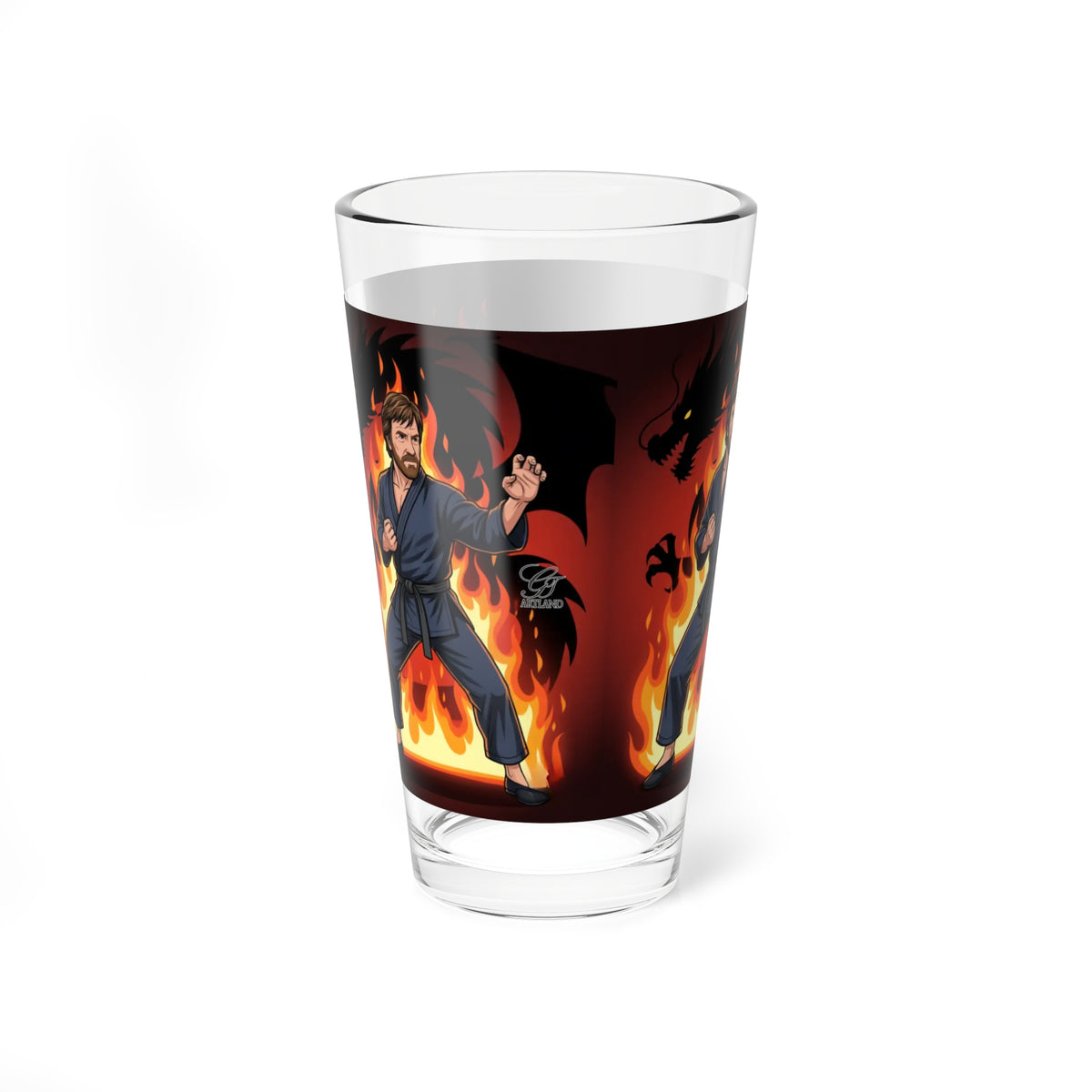 Martial Artist Chuck Norris Flames Mixing Glass | 16oz by GT Artland