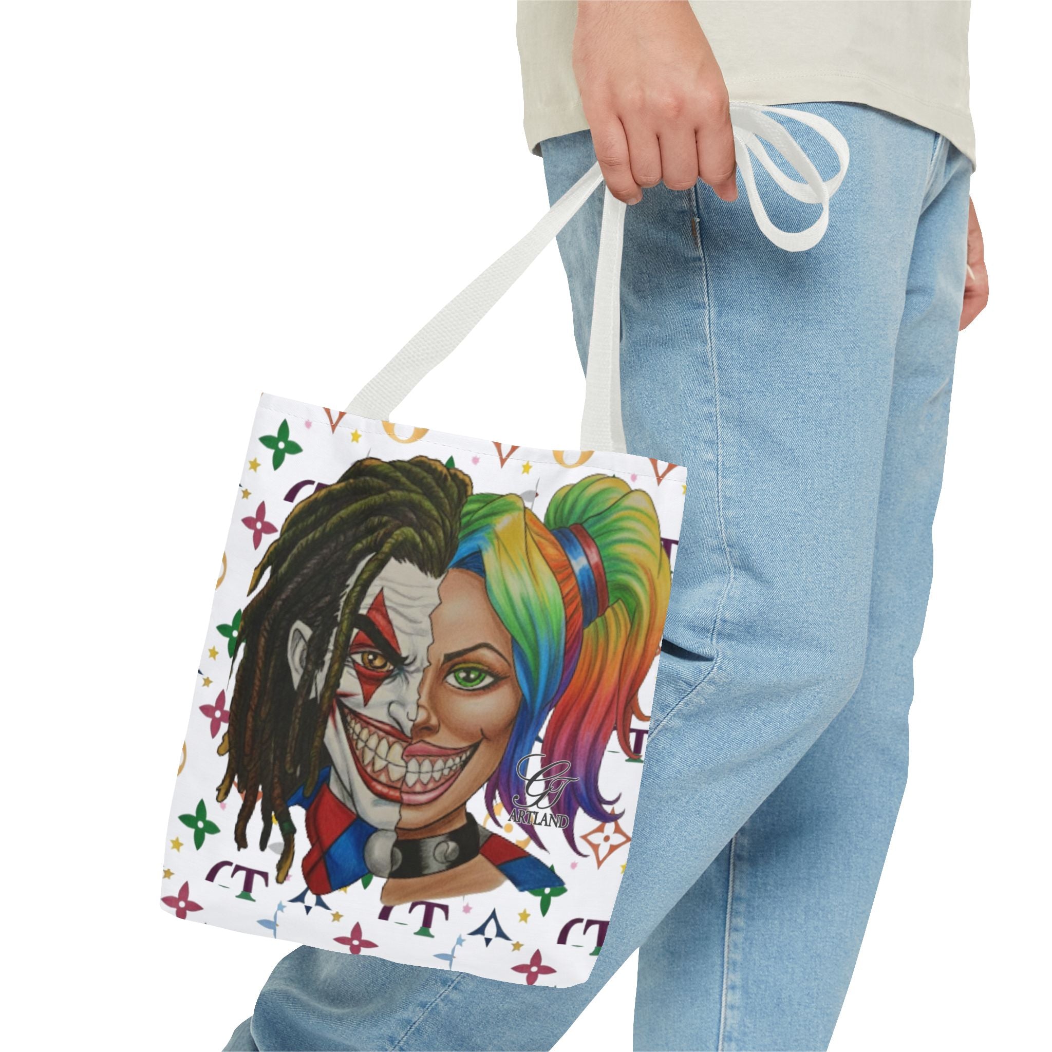Two Faced Clown Couple Face Tote Bag – Urban Duo Swag by GT Artland
