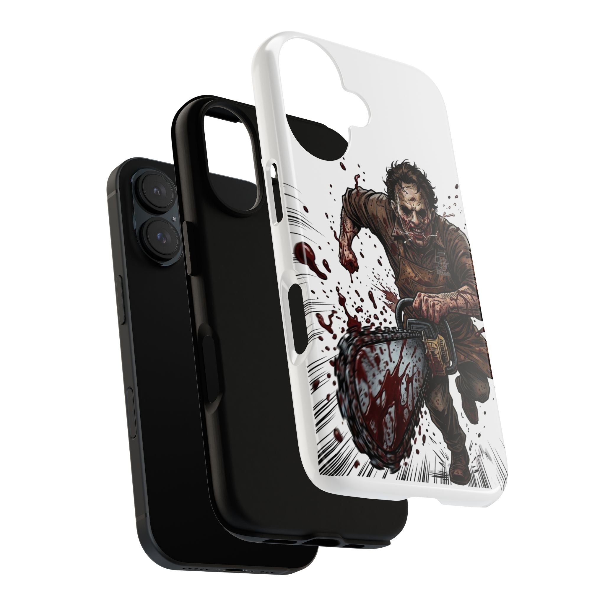 Chainsaw Killer Horror Illustration phone case | iPhone Samsung protective case by GT Artland
