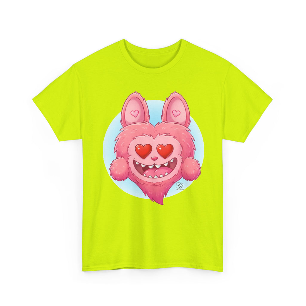 Pink Heart-Eyed Monster T-Shirt | Cute Fuzzy Creature by GT Artland
