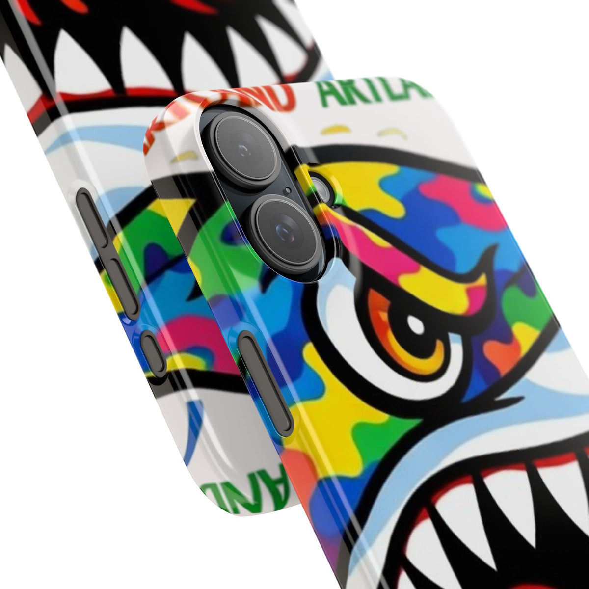 Colorful Designer Shark Face Slim Phone Case | Bold Shark Bite Graphic by GT Artland