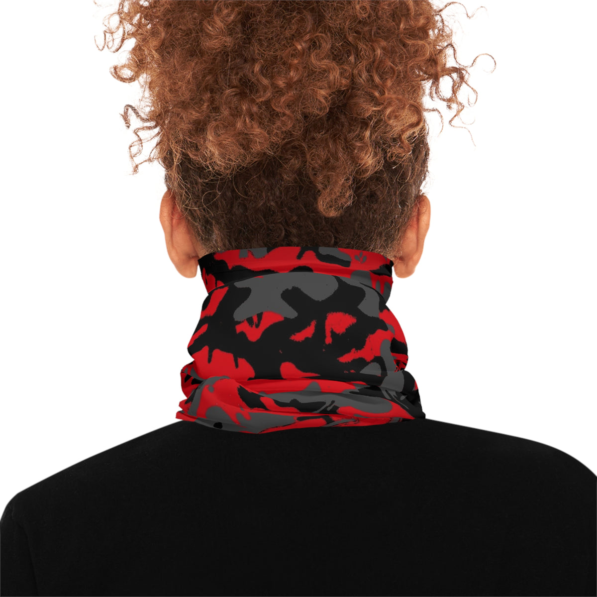 Red & Black Dessert Storm Designer Fashion Camo Midweight Neck Gaiter Face Mask by GT Artland